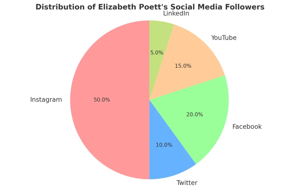 The chart gives a quick insight into where her influence is strongest, with Instagram taking the lead, followed by Facebook, Twitter, YouTube, and LinkedIn.